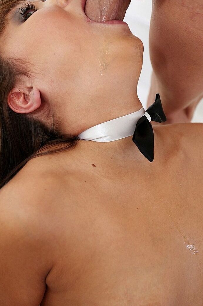 17P Cute brunette with small tits Jesse Jorden deepthroats a dong and eats jizz