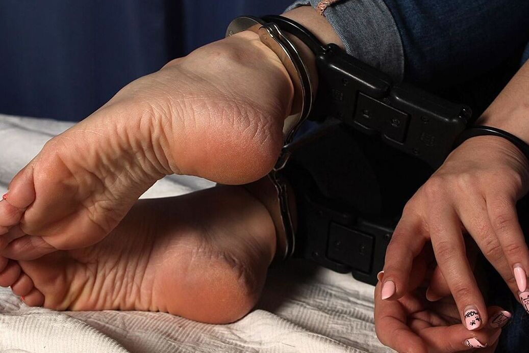 16P Caucasian girl is silenced with duct tape while wrist and hand cuffed