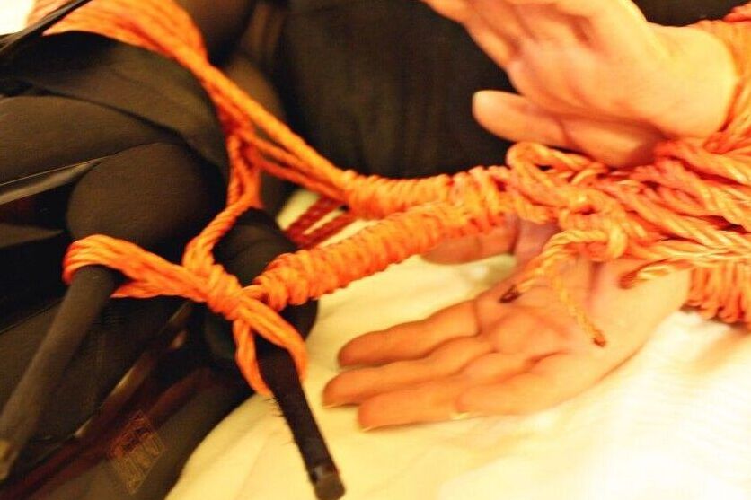 16P Natural redhead ends up cleave gagged while hogtied in her clothes on a bed