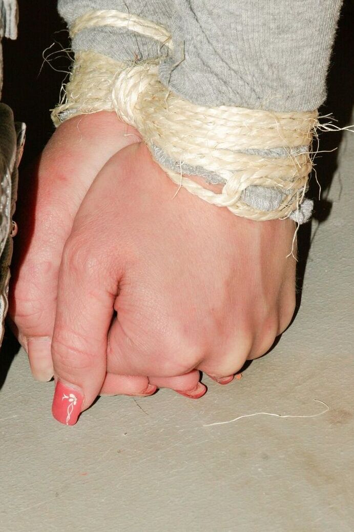 17P Bound and gagged white female has her white legging ripped open
