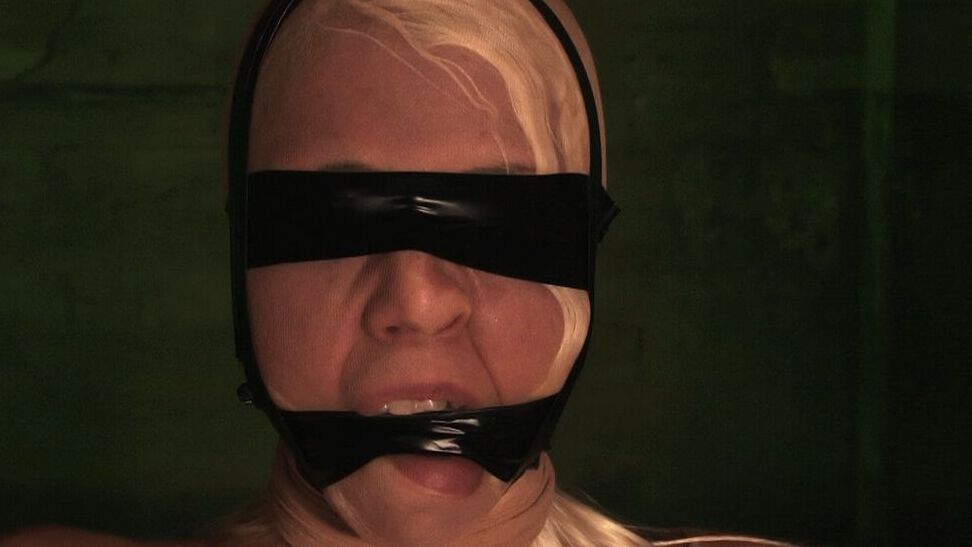 21P Platinum blonde slave gets bound and humiliated by her master in the dungeon