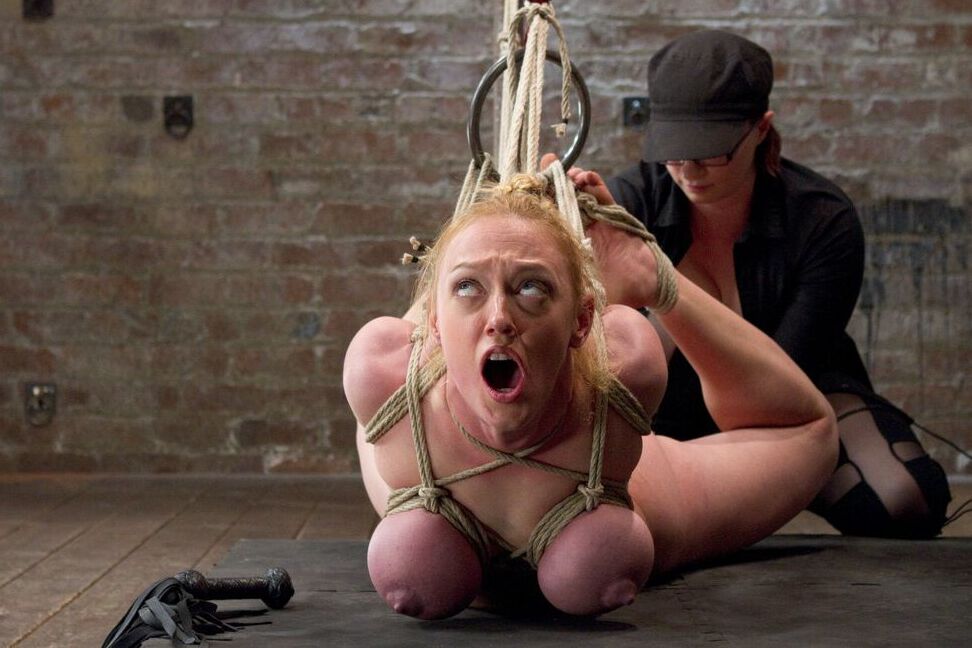 21P Blonde MILF Dee Williams screaming during a rough BDSM toying with a vibrator