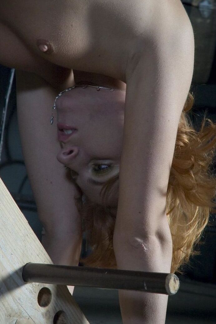 17P Small titted ginger slave Mia Phoenix enjoys some spanking & pussy fingering