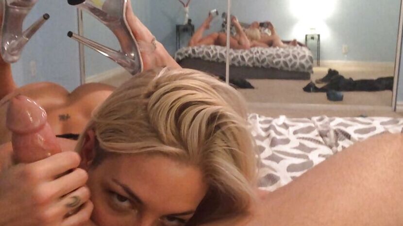 16P Puta loira Kissa Sins chupando pau e bolas em cena de sexo POV caseiro