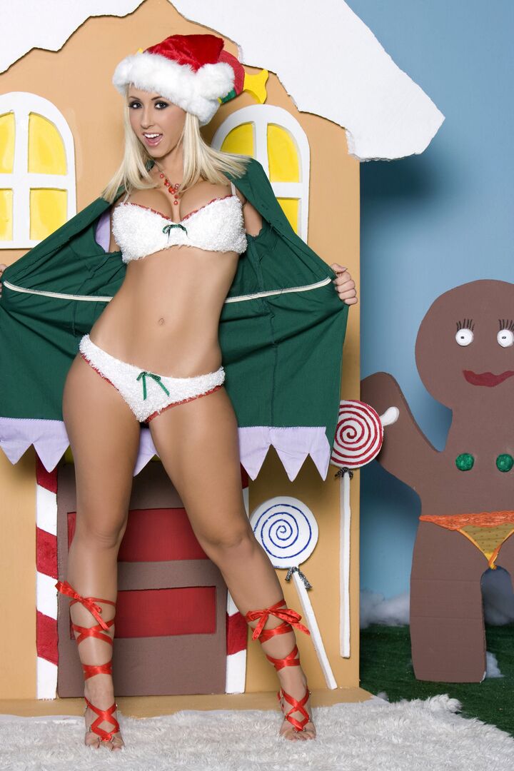 13P Cute blonde Jessica Lynn poses for a centerfold spread with an Xmas theme