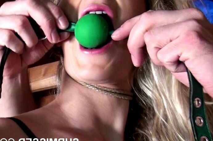 12P Gagged and bound chick Ally fucked by machine and dildo in the attic