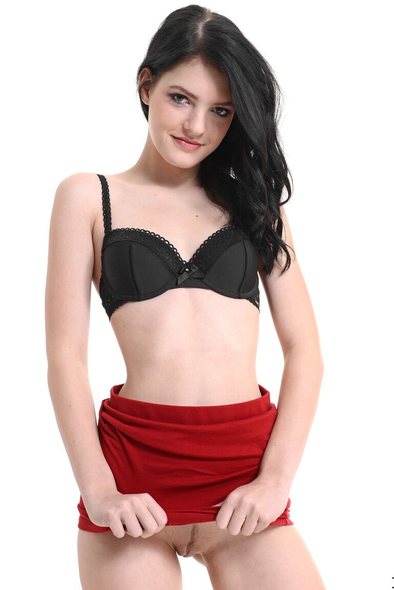 15P Small tit Anie Darling strips down to her black high heels and poses