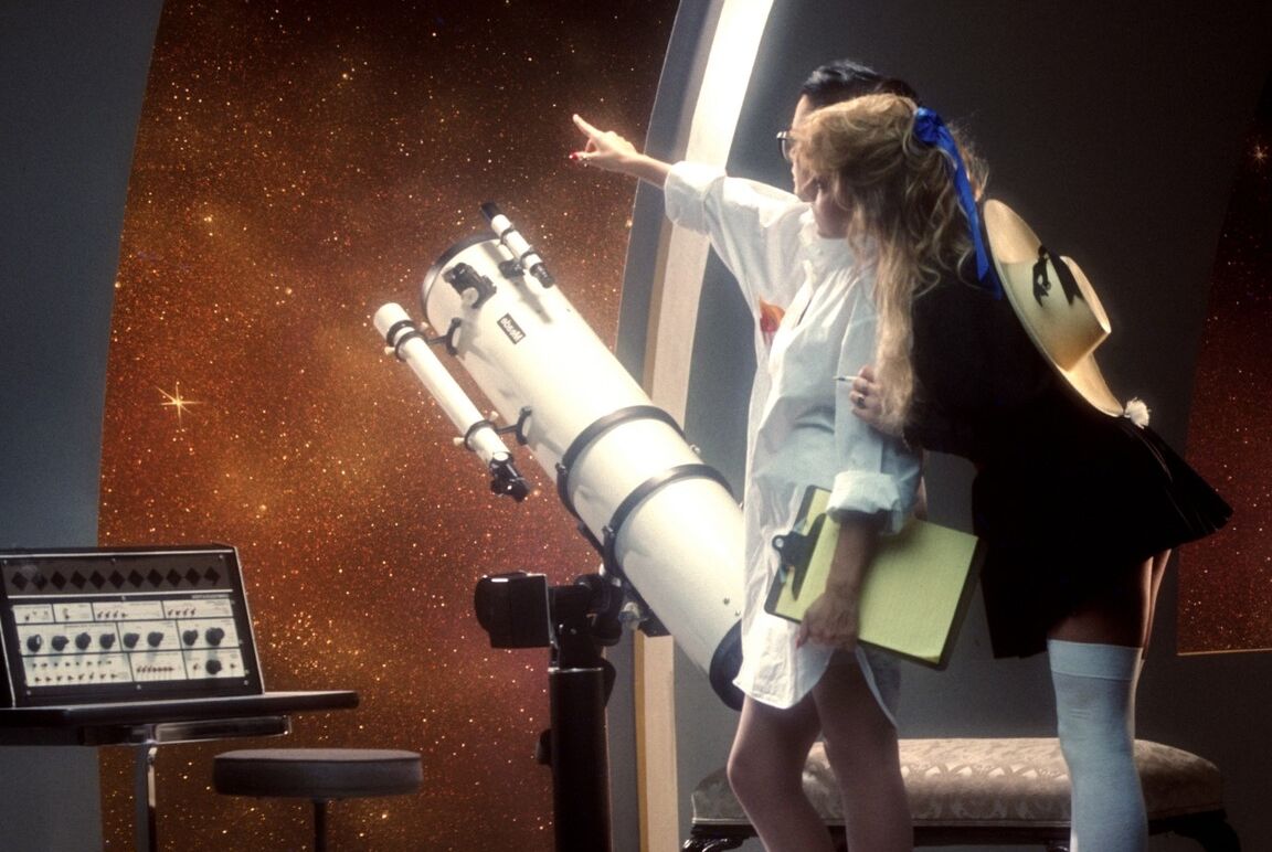 11P Sexy lesbian scientist seduces student in knee socks for observatory lick fest