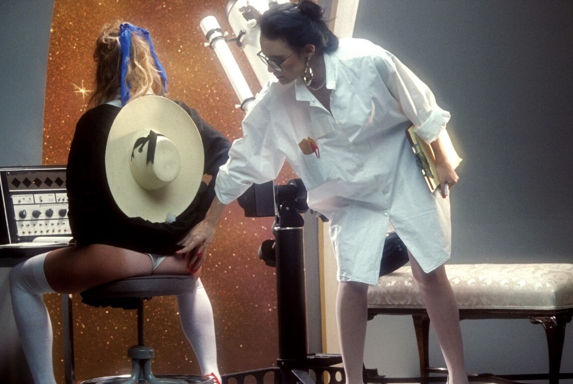 11P Sexy lesbian scientist seduces student in knee socks for observatory lick fest