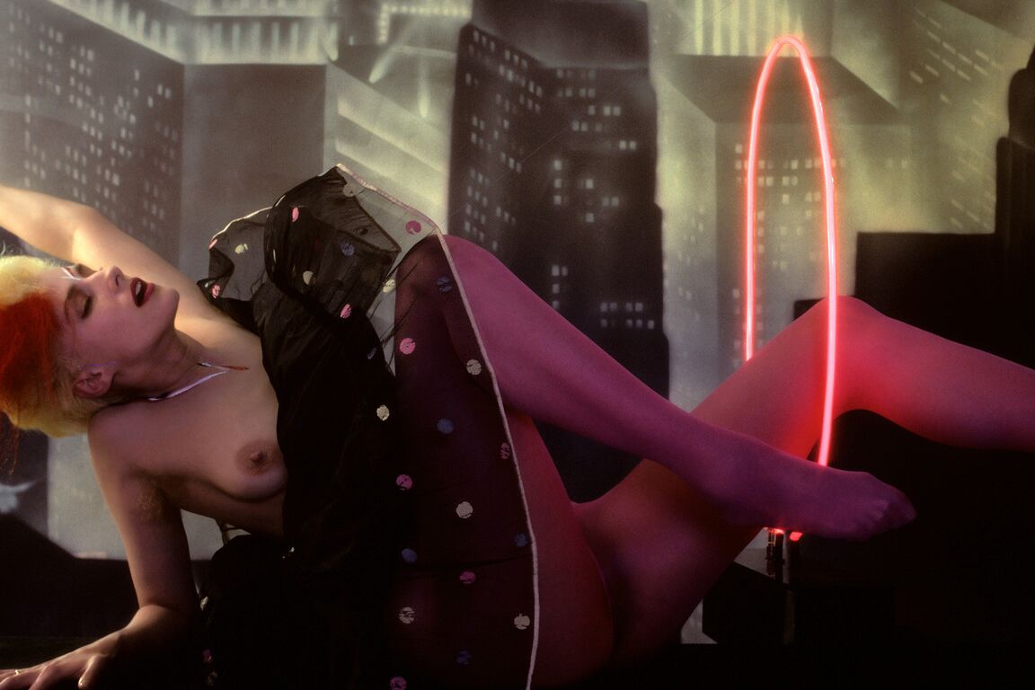14P Classy bisexual centerfold Anne Carlisle posing hotly in seductive lingerie