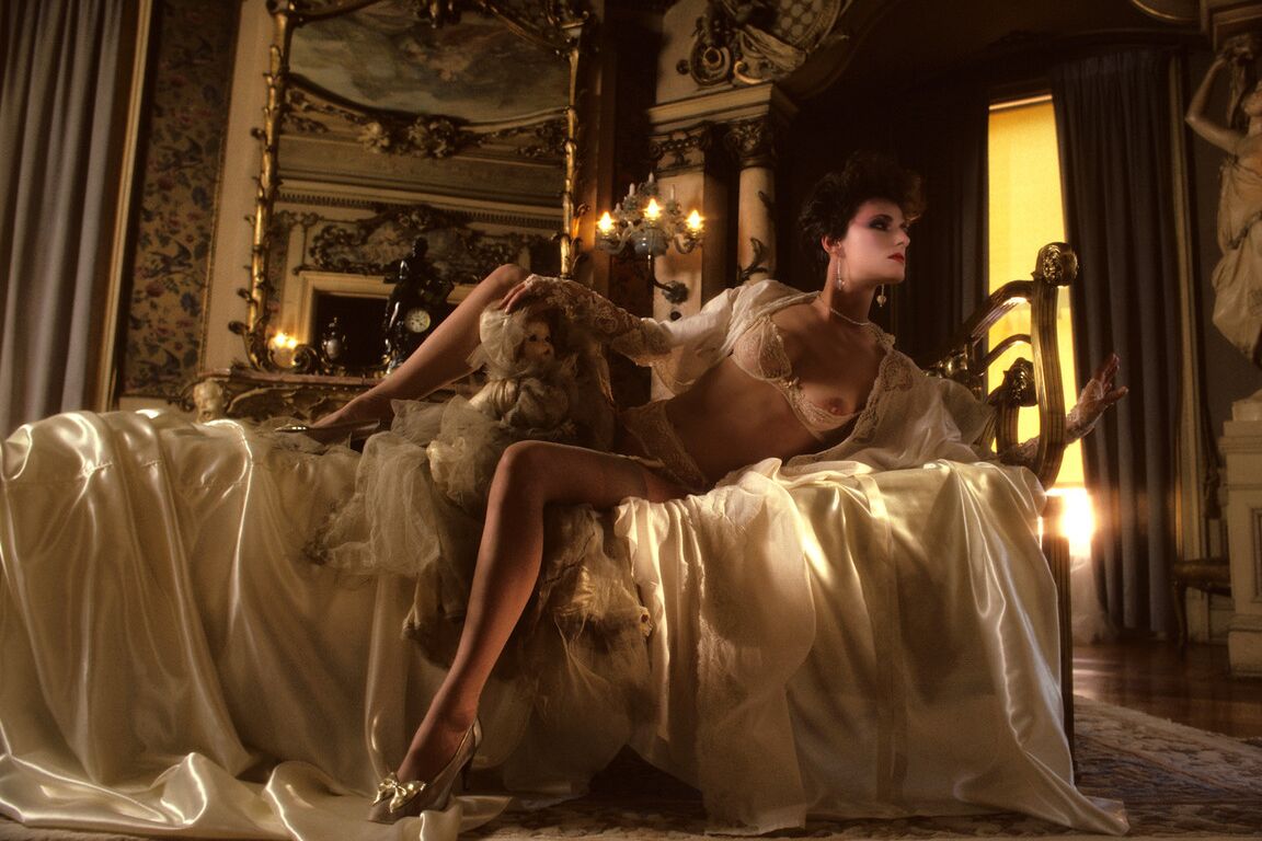 14P Classy bisexual centerfold Anne Carlisle posing hotly in seductive lingerie