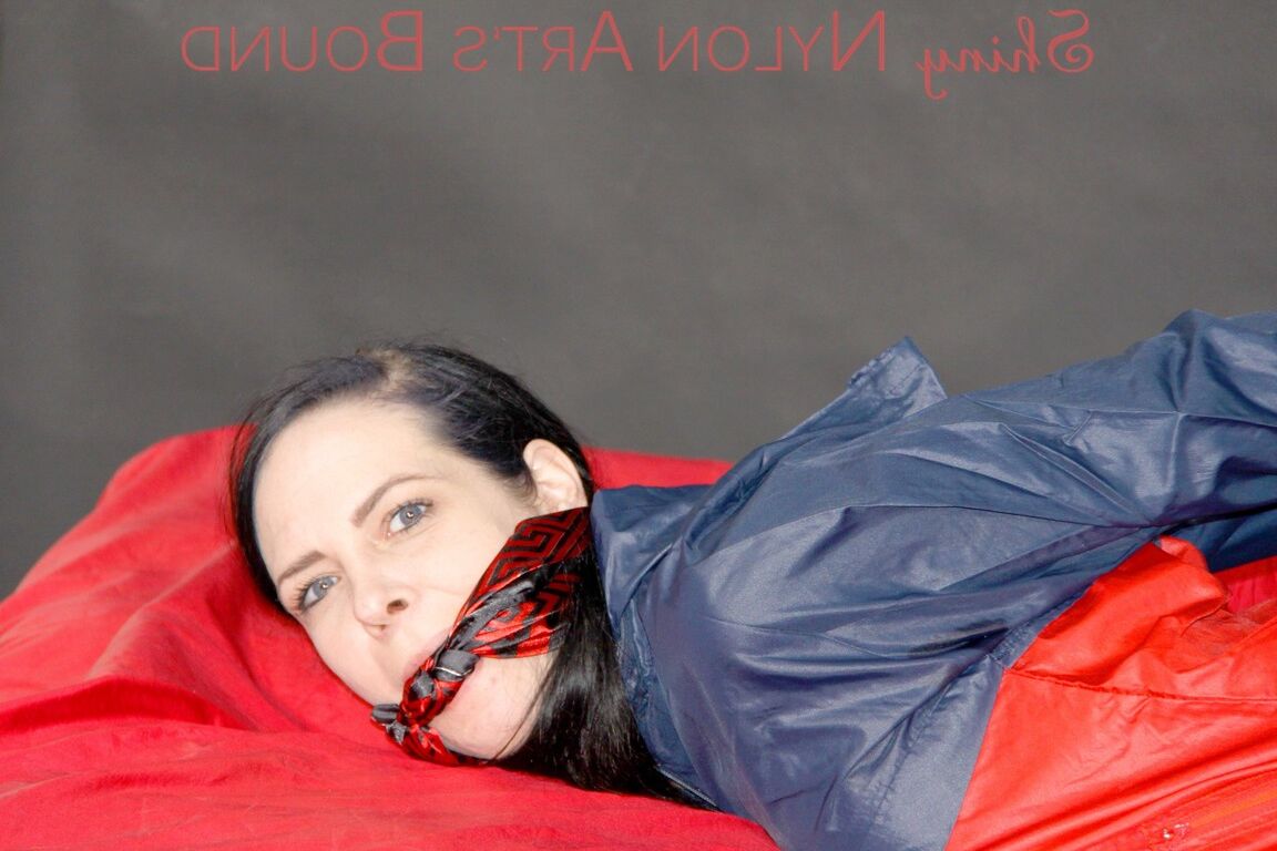 16P HOT DESTINY tied and gagged with ropes and a cloth gag on bed wearing a sexy
