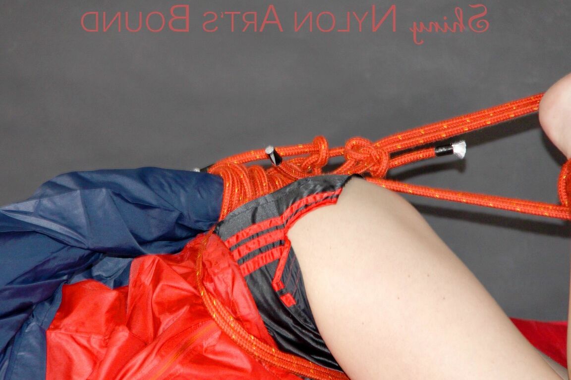 16P HOT DESTINY tied and gagged with ropes and a cloth gag on bed wearing a sexy
