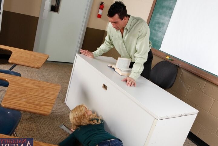 12P Hot blonde babe is caught by her teacher and fucks her way out of trouble