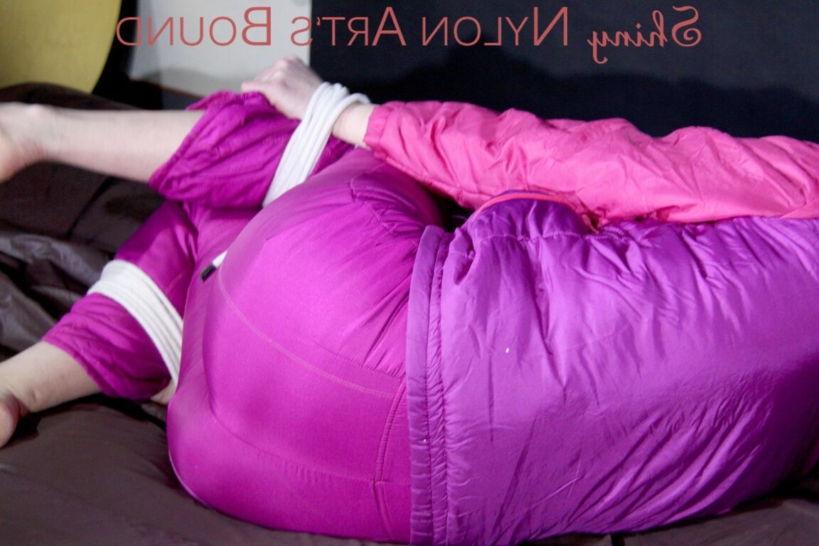 16P PIA tied and gagged with ropes on the sofa wearing a supersexy oldschool down