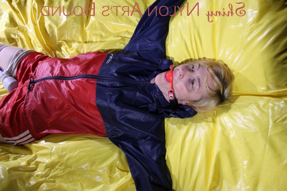 16P SEXY SONJA being tied and gagged on a bed stimulated with an massager wearing