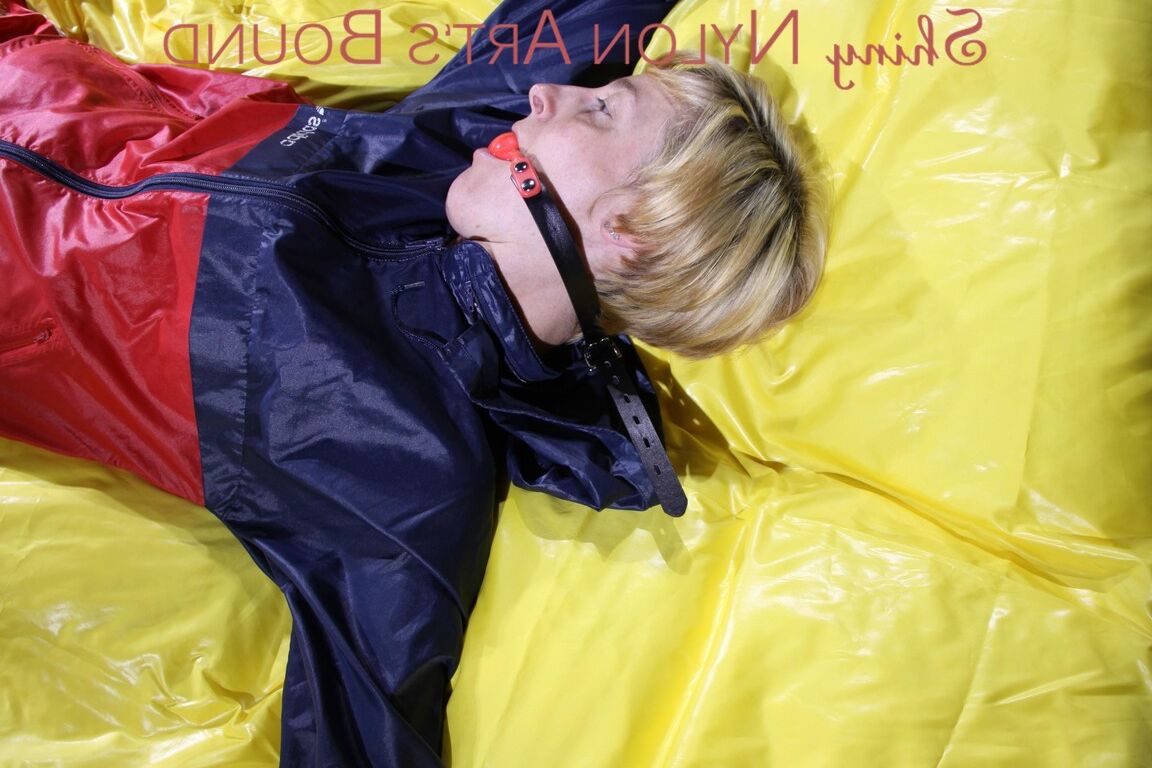 16P SEXY SONJA being tied and gagged on a bed stimulated with an massager wearing