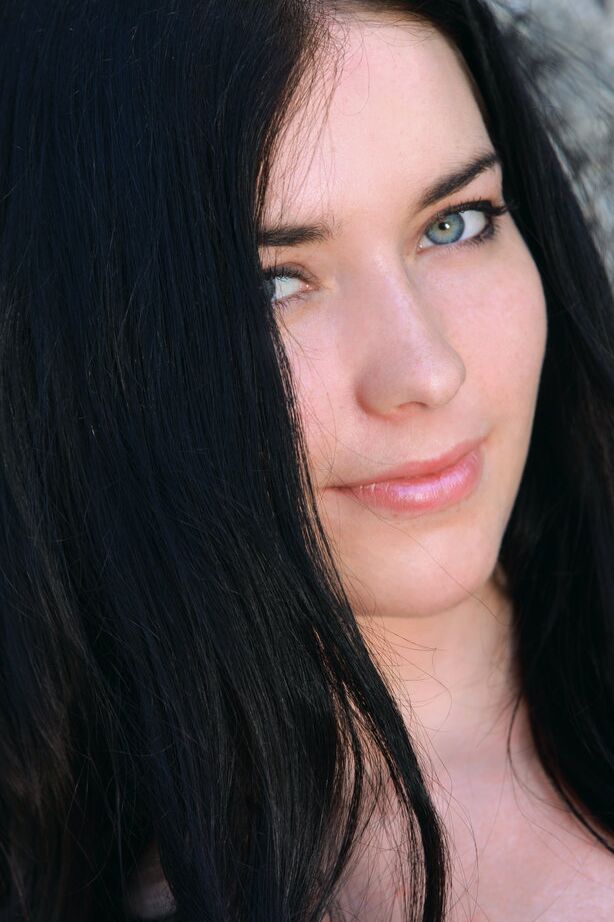 18P Stunning dark haired Olivia F sheds red lace panties in the woods to spread