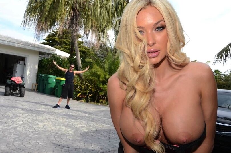 12P Heiße Hardcore-Blondine im Mikrorock gibt Blowjob und zeigt dabei riesige Titten