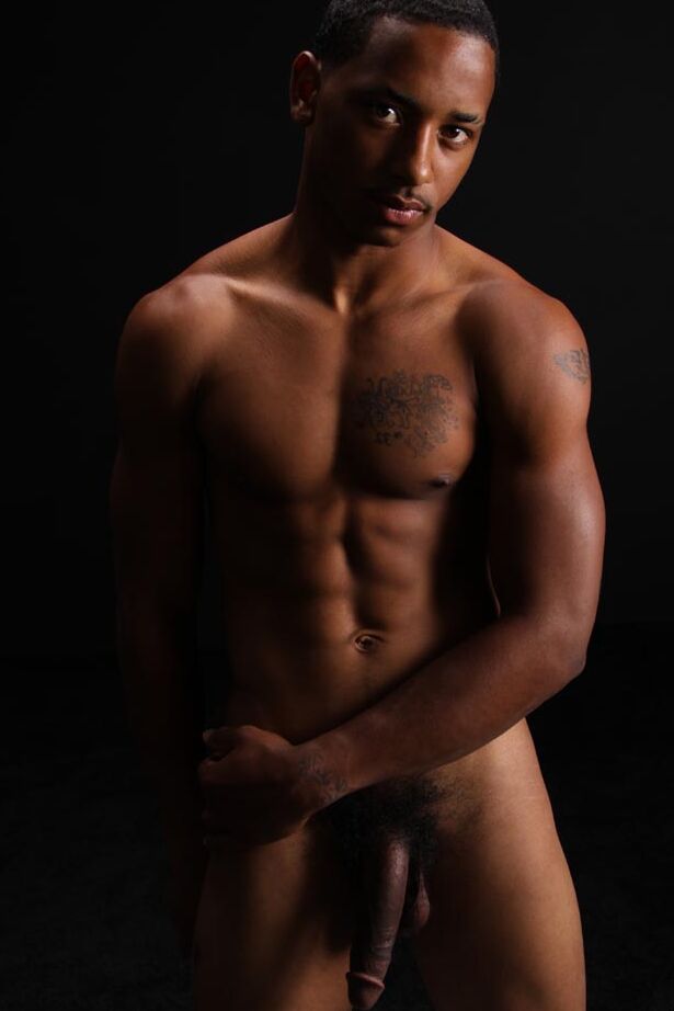 21P Adorable ebony model Dwayne	unveils his six pack and huge black dick