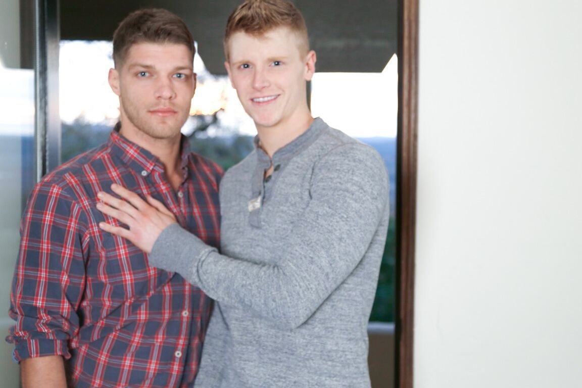 21P Kinky gay hunks Alex Tanner and Bridger Watts ride each other's cock on a bed