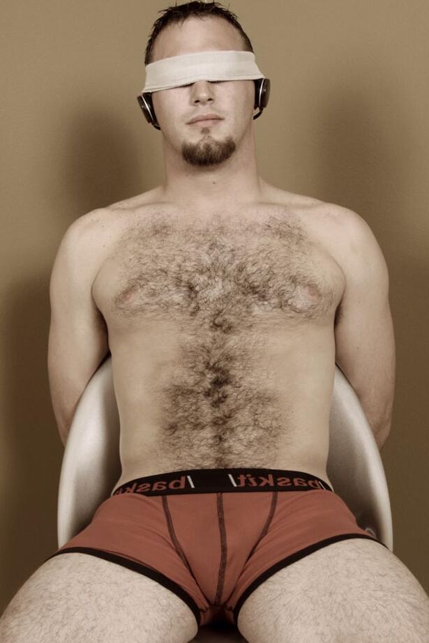 21P Hairy gay Ransom gets an arousing BJ & a handjob from a guy while blindfolded