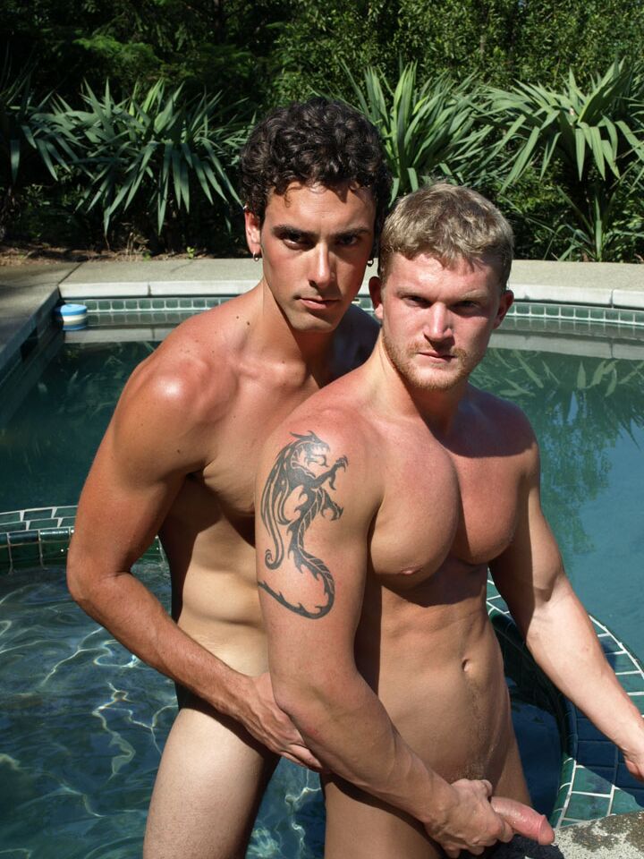 21P Hot amateur gays Marcus and Jeremy Bilding fuck each other poolside