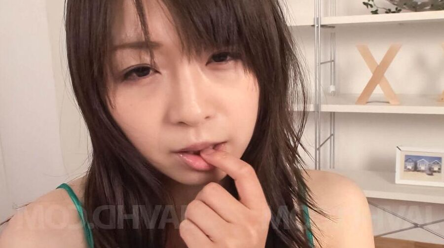 15P Nozomi Hatsuki Asian teases clit and brown nipples with vibrator