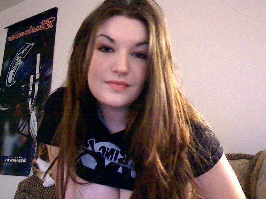 12P Kaylas huge tits are ready to pop out of her little blue bra