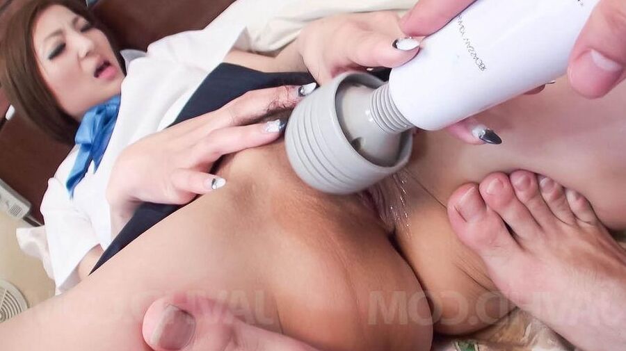 12P Reiko Asian sucks tool and gets vibrator and cock in her chopper