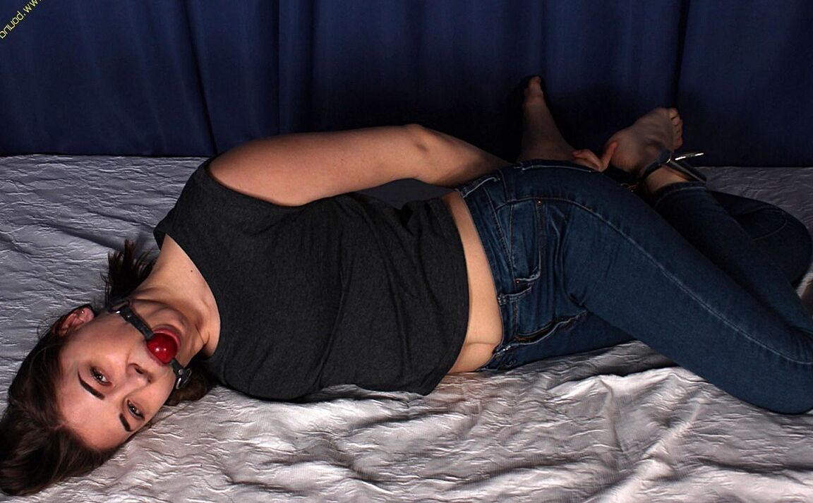16P Bound Feet Rose hogtied on bed
