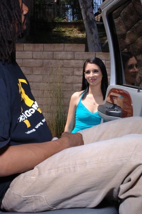 16P Picked up latina slut Tristan Kingsley goes down on a black boner in the car