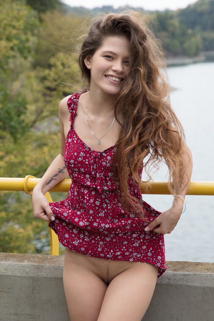 14P Tiny teen Irene Rouse flashes no panty up skirts while visiting Prague
