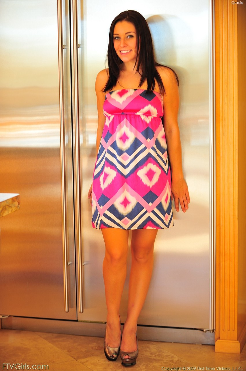 21P Pretty babe Gracie shows her shaved muff in short dresses in a hot compilation