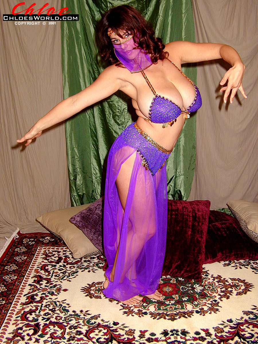 16P Solo model Chloe Vevrier sets her giant boobs free of belly dancer outfit