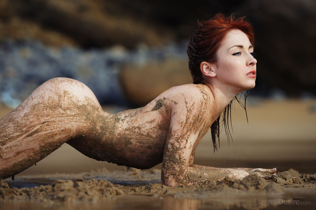 16P Redheaded teen Night A frolics on a mudflat while totally naked