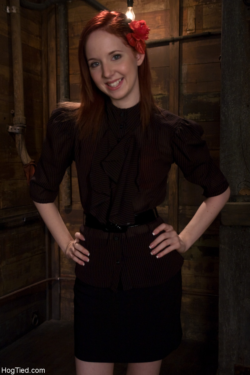 21P Redheaded teen in red underwear Megan Murray gets tied up and toyed by a dom