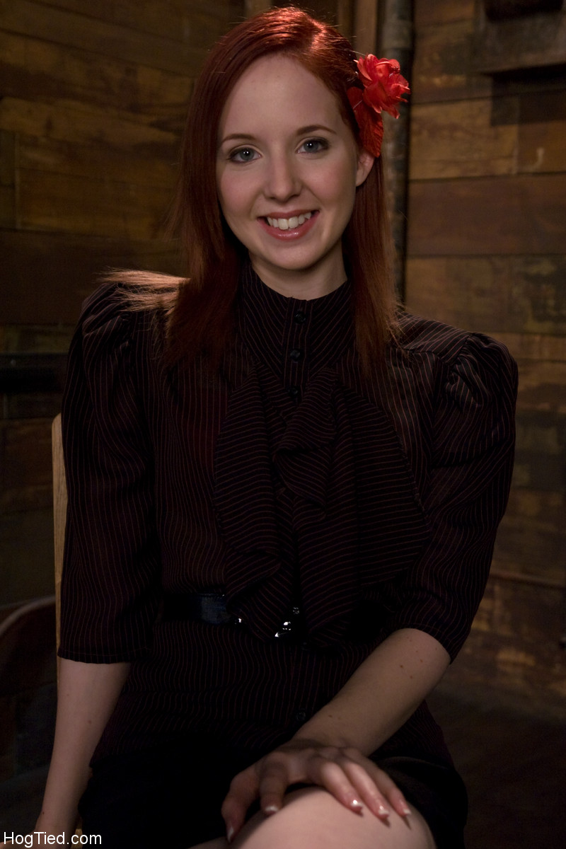 21P Redheaded teen in red underwear Megan Murray gets tied up and toyed by a dom