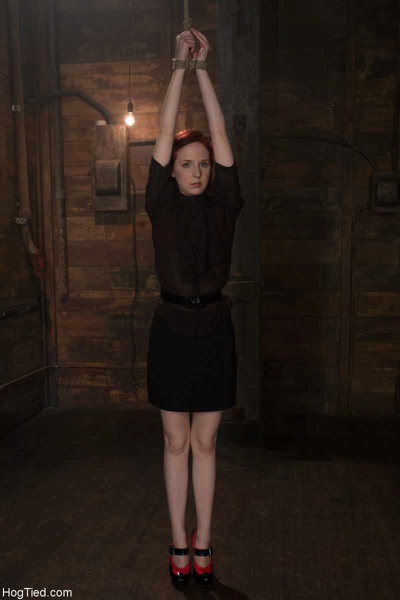 21P Redheaded teen in red underwear Megan Murray gets tied up and toyed by a dom