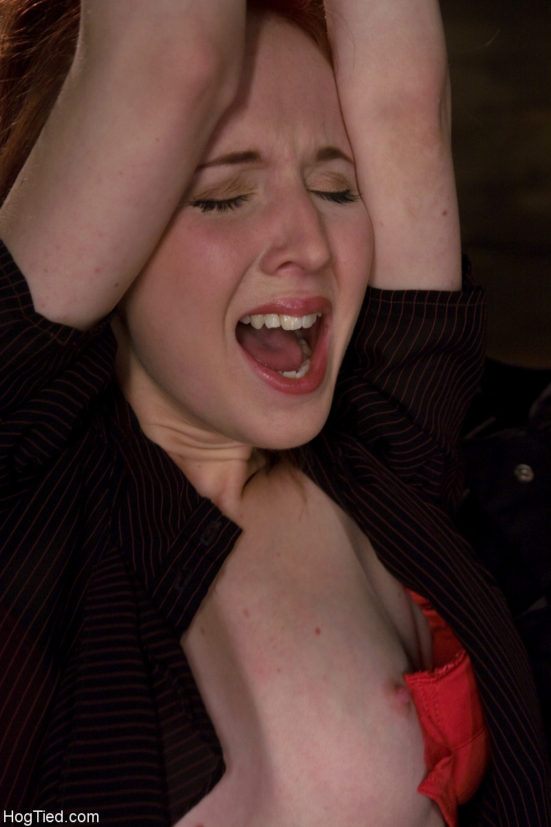 21P Redheaded teen in red underwear Megan Murray gets tied up and toyed by a dom