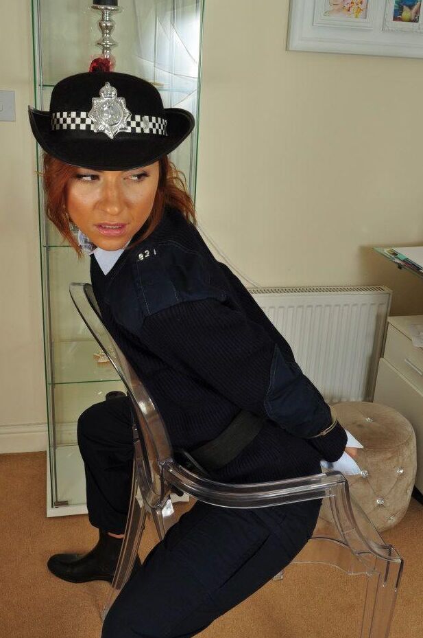 16P Female Bobbie finds herself ties up and gagged on an investigation