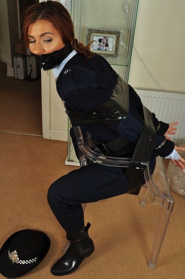 16P Female Bobbie finds herself ties up and gagged on an investigation