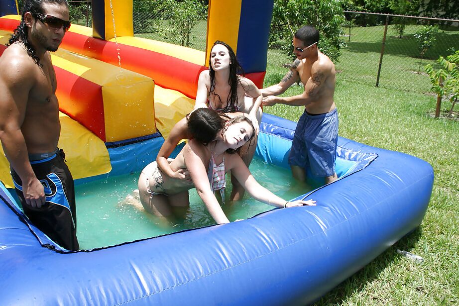 16P Frisky gals showing off their blowjob skills at the pool party