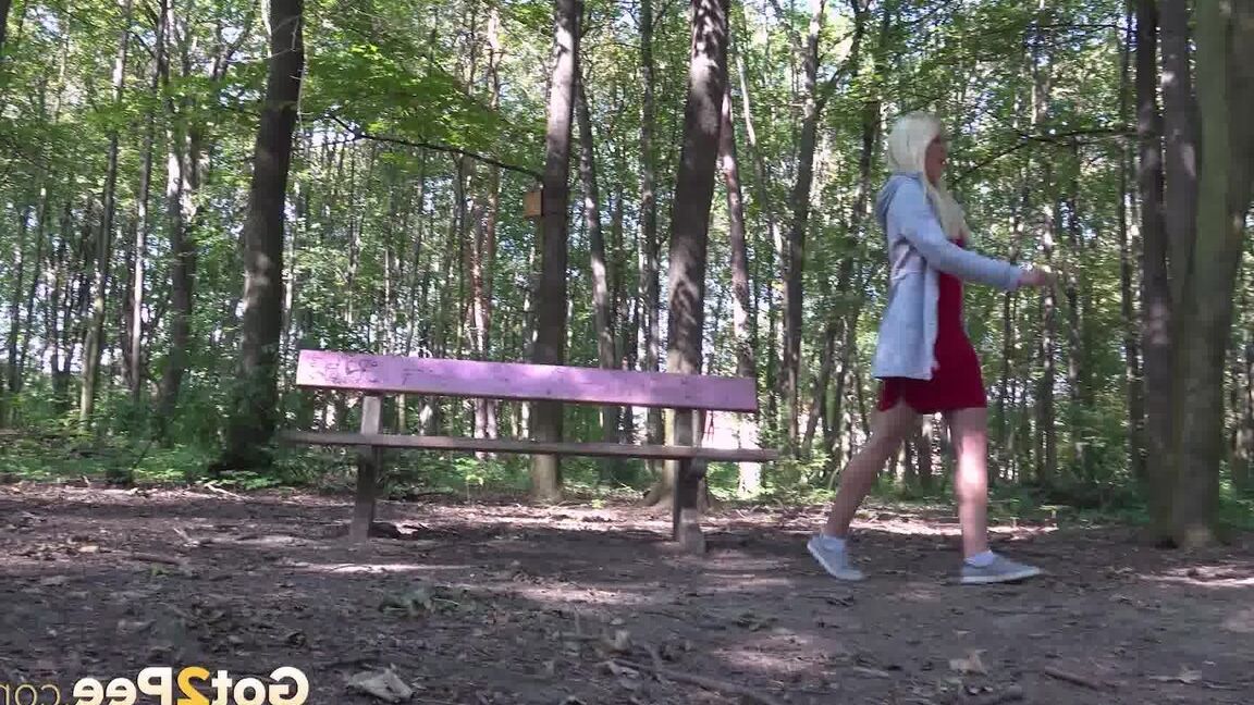 15P Stunning blonde Delphine relieves pee desperation