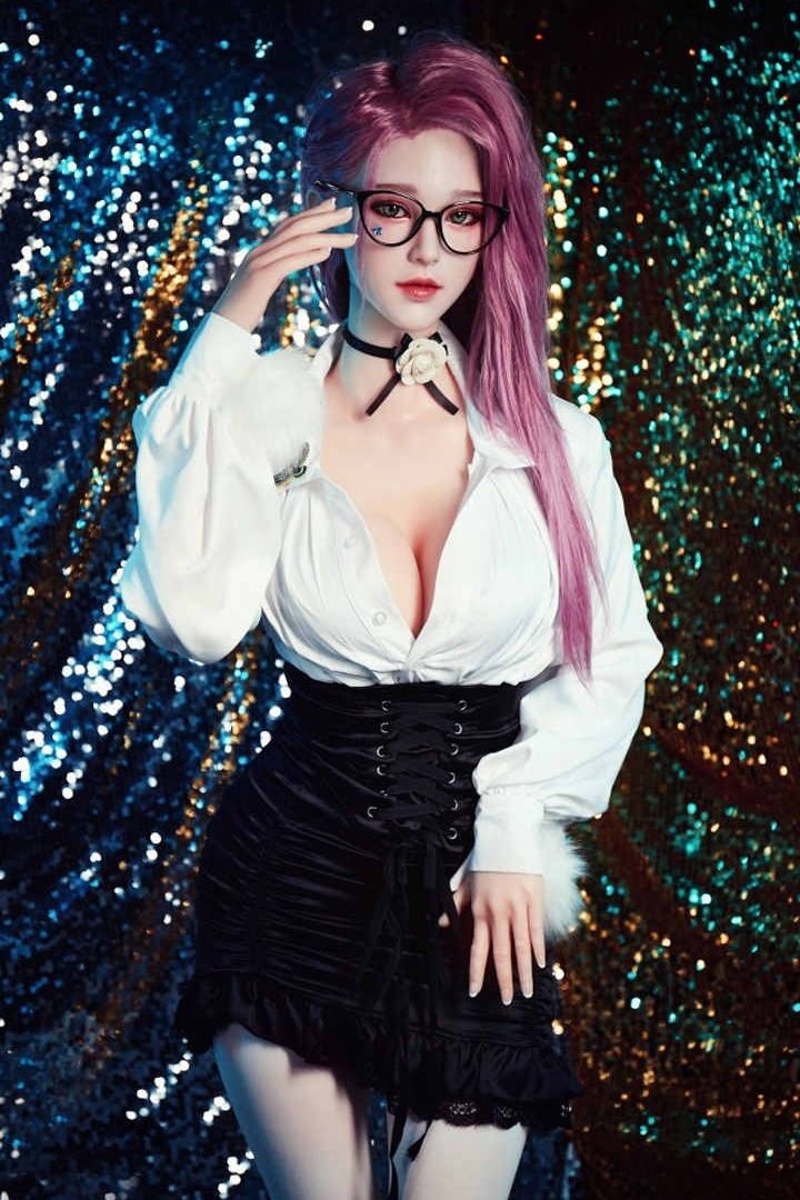 21P Muñeca sexual parecida a una diosa con cabello rosado se burla con hermosos atuendos