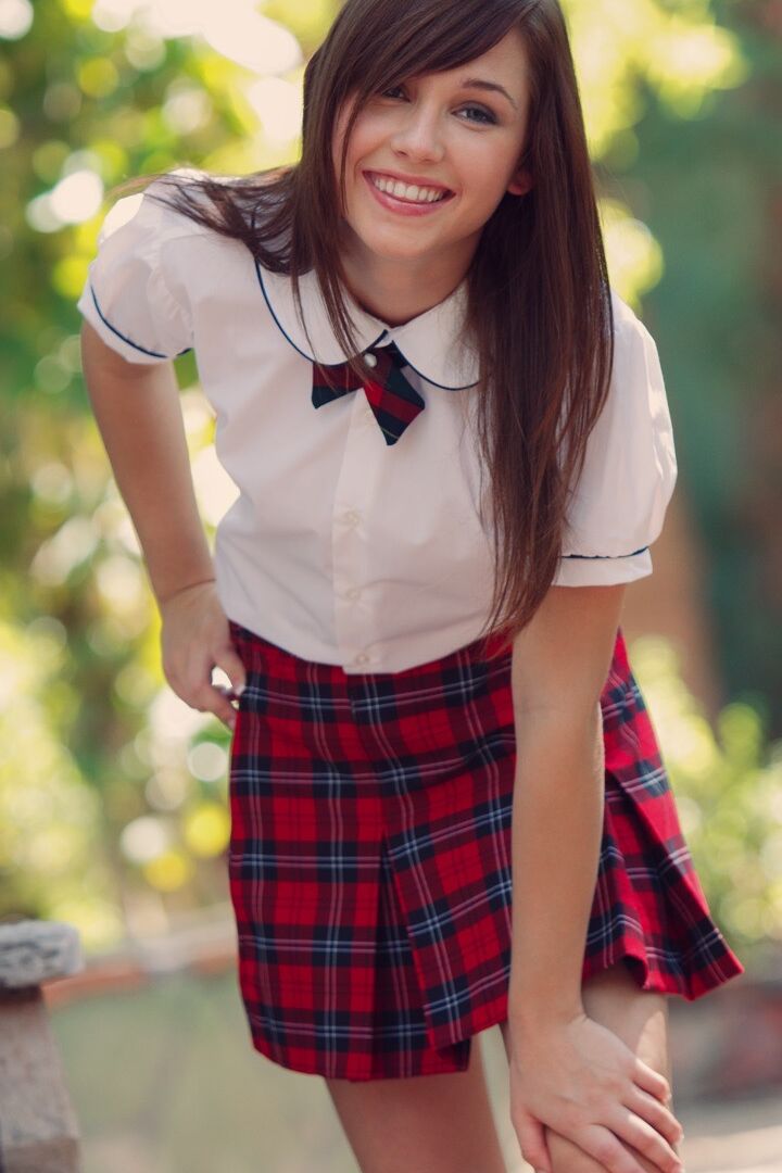 15P Charming student Marissa May gets naked in a garden while wearing white socks