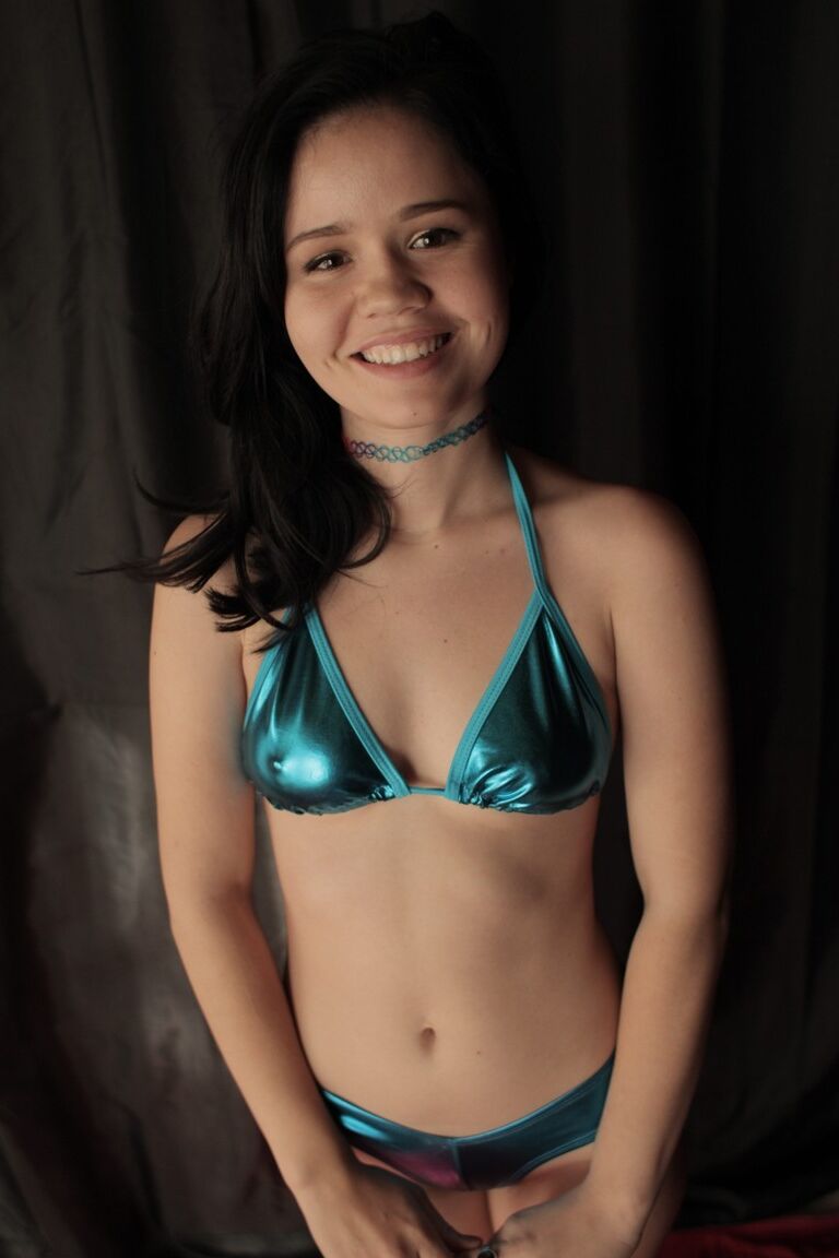 17P Petite teen in sexy bikini spreading her bubble butt and hairy pussy