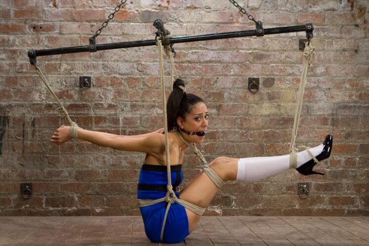 13P Lyla Storm endures a no holds intense HogTied Live Show Suspended in a