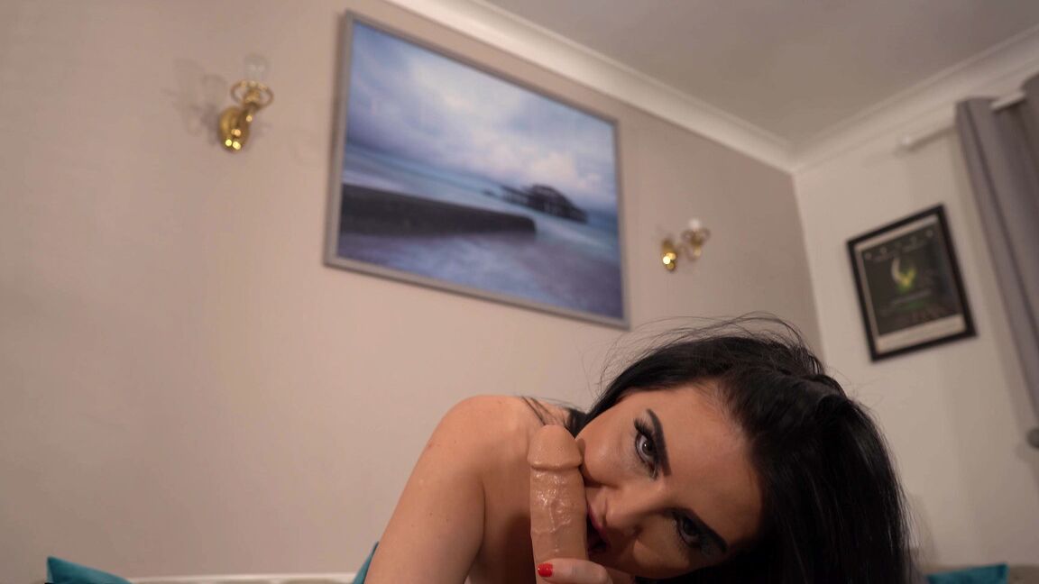 16P British amateur goes topless before spitting on a cock and jerking it