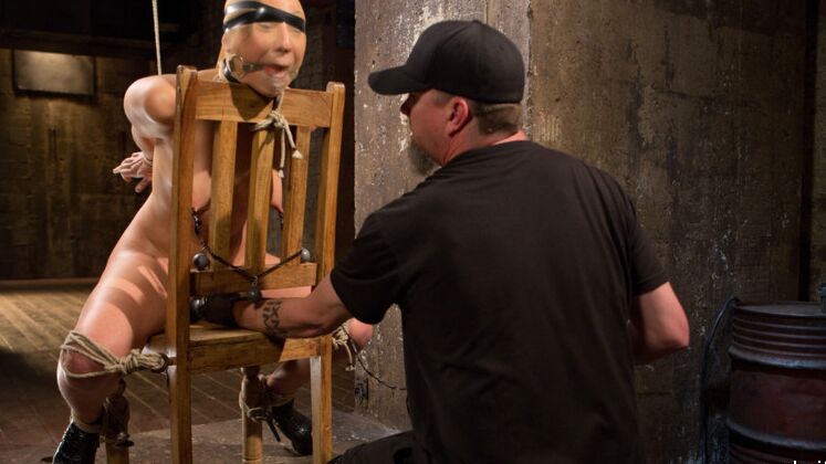 15P Restrained girl Abella Danger is worked over by a sadistic man in a dungeon